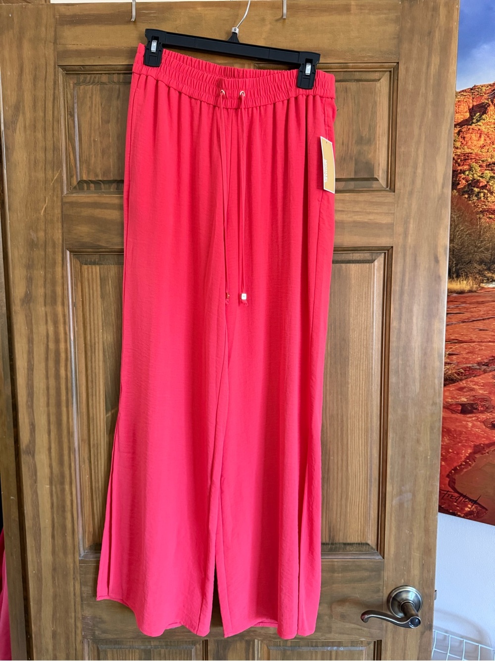 Michael Kors Coral Wide-Leg Drawstring Pants